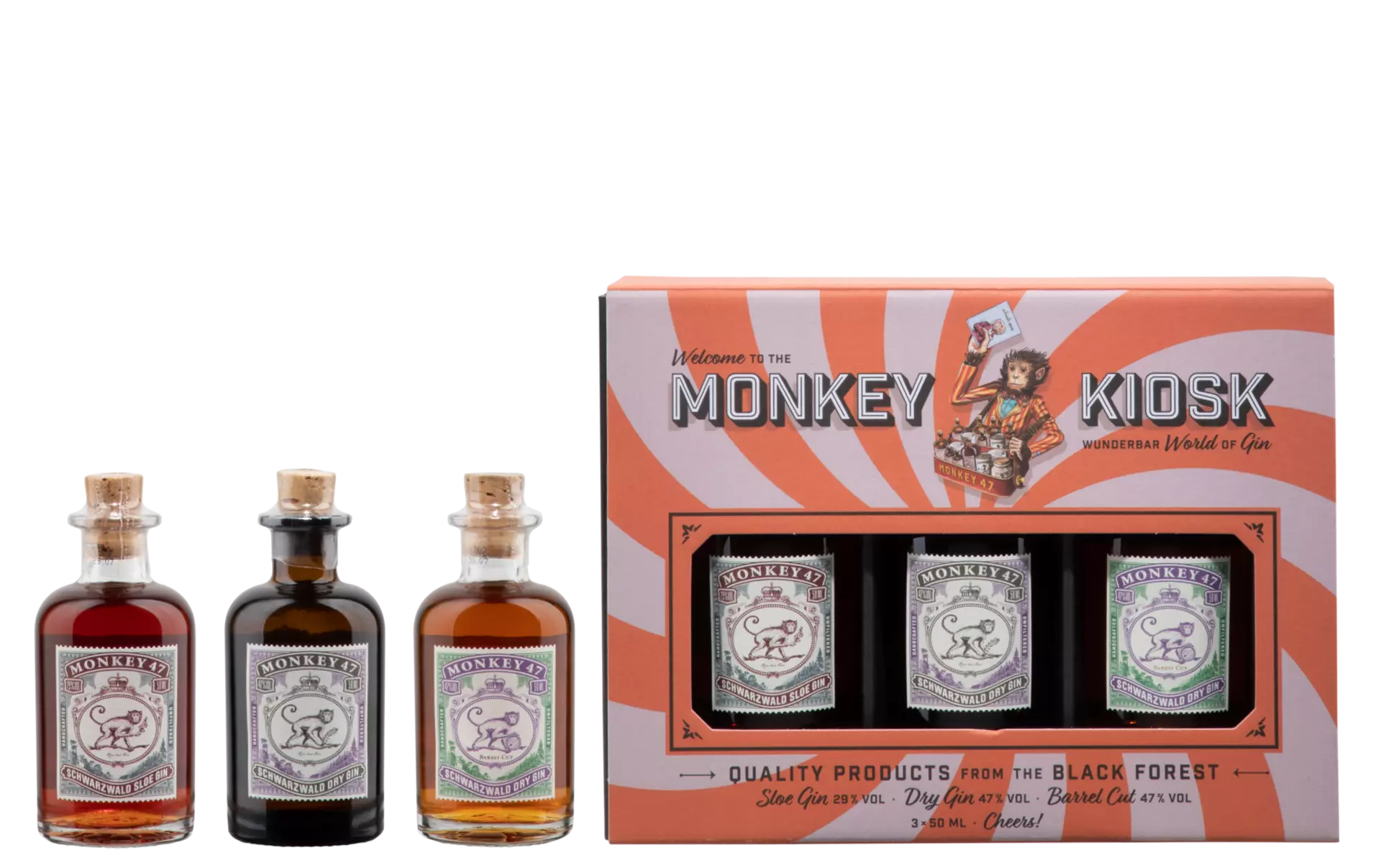 Monkey 47 Schwarzwald The Monkey Kiosk 3 x 5 cl Taste-Box 41° 15cl