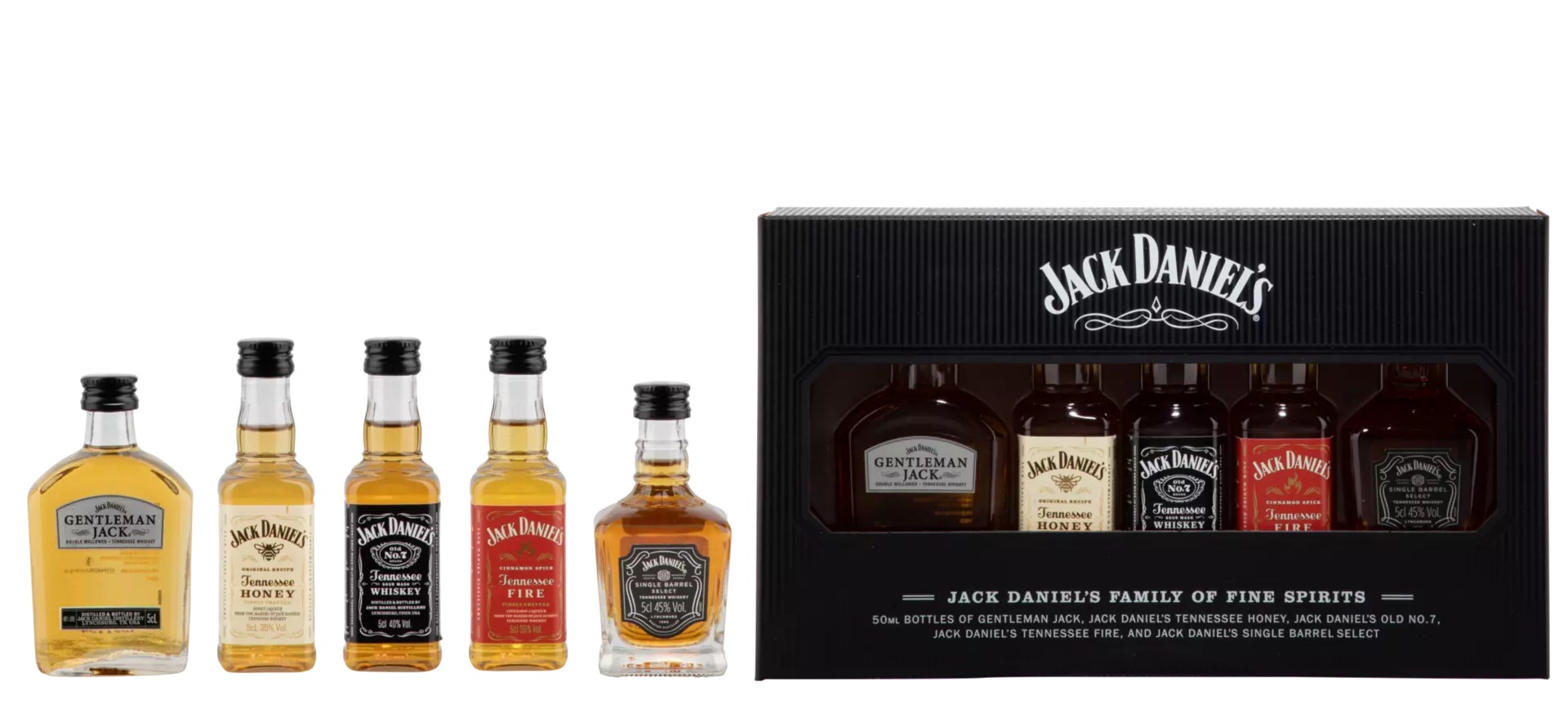 Jack Daniel's Family of Fine Spirits 5x5cl Tennessee Whiskey 39